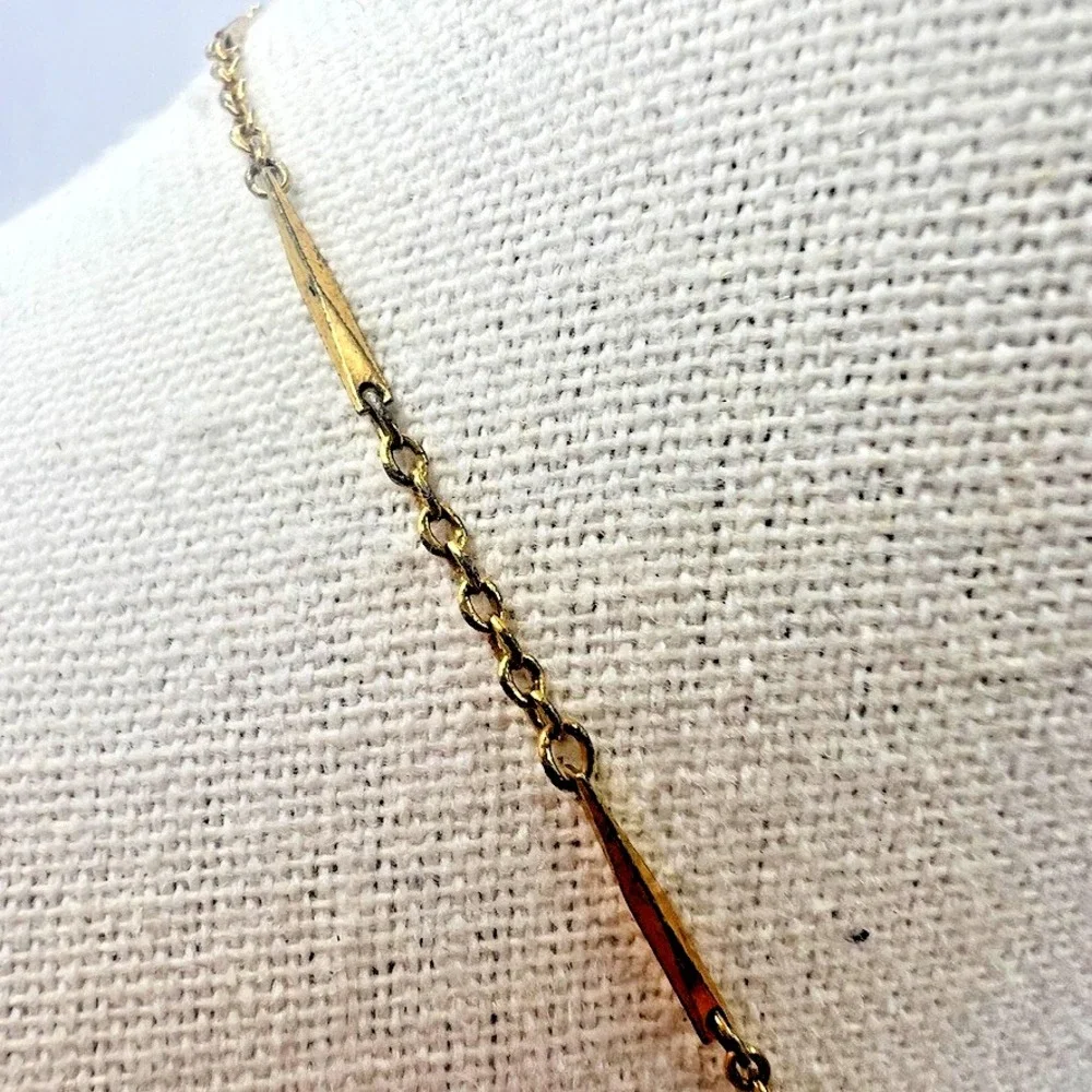 Vintage Monet Gold Tone Bar‎ Link Necklace Signed 18